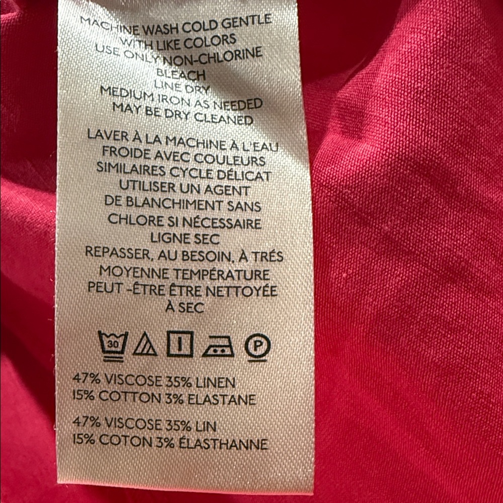 Anthropologie Pink linen One-Shoulder Ruffle column Midi Dress M 6 8 10 - Picture 12 of 13